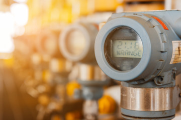 Digital pressure gauge of oil and gas in process controller, Programmable logic controller ,send signal to controller and reading pressure in system,electronic transducer send analog output to PLC