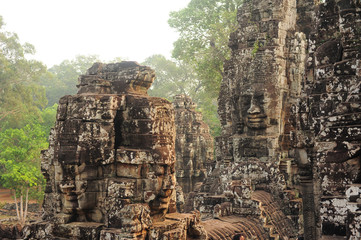 Buddha Face Carved On Stone At Angkor Wat Temple,Cambodia