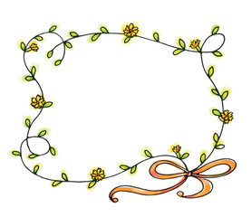 Obraz premium フラワー フレーム 手描き風