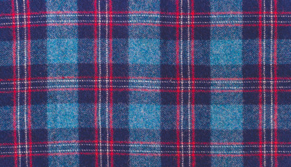 Blue wool checkered fabric