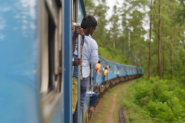 Traveling on train stairs