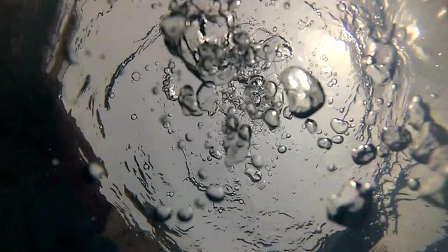 Underwater Air Bubbles Rising Up Breathed Out