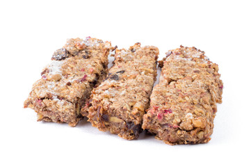 Dietary cookies with fruits and nuts isolated on a white background