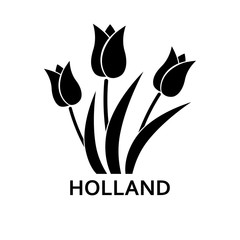 Tulips with Holland lettering simple icon