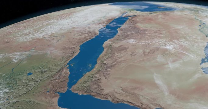 The Red Sea, between Africa and Asia, in the planet earth