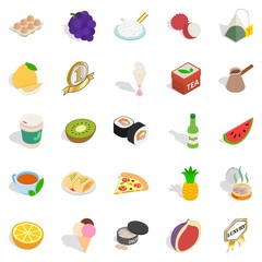 Vitamin icons set, isometric style