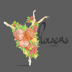 Dancing ballerina in flowers