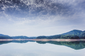 Beautiful reservoir scenery in summer