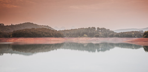 Beautiful reservoir scenery in summer