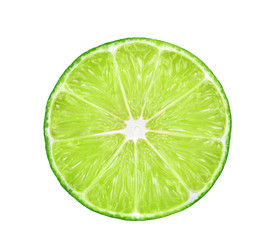 half of fresh lime isolated on white background