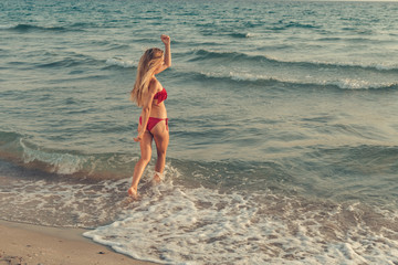 Woman standing in sea