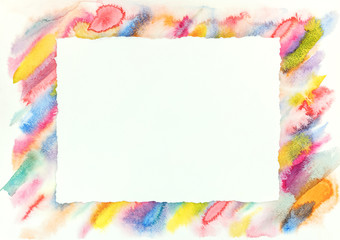 abstract watercolor frame pattern with bright colorful diagonal strokes