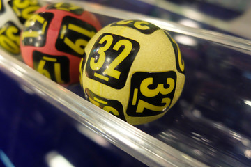 Lottery balls during extraction