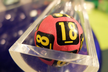 Lottery balls during extraction