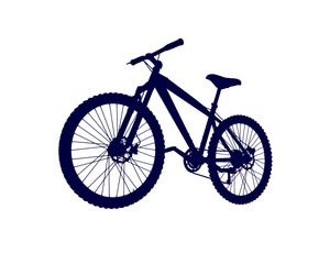 Silhouette of a blue vector bicycle on a white background.