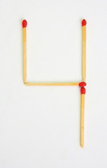 matches number four on white background.