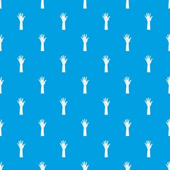Hand pattern seamless blue