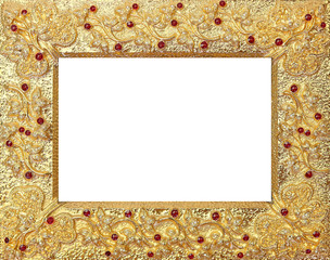 antique gold frame on the white background.