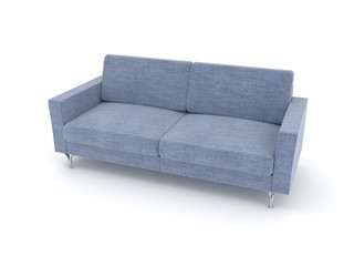 3d render blue sofa isolated.