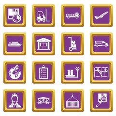 Logistic icons set purple