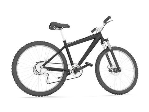 3d illustration of a black bicycle isolated on white background.
