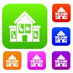 House with broken windows set collection