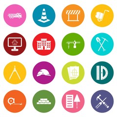 Construction icons many colors set