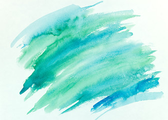 Naklejka premium blue and green watercolor brush stroke abstract hand painted background