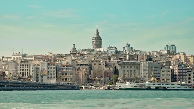 Iconic view of Istanbul with Galata Tower and The Bridge