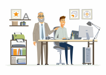 Supervising Staff - modern vector cartoon business characters illustration