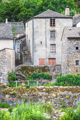 Fototapeta na wymiar Beautiful village in Ardeche, Le Pont-de-Montvert, in France, houses 