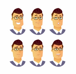 Male Facial Expressions - modern vector business cartoon characters illustration