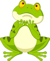 Cartoon frog hoping for rain 