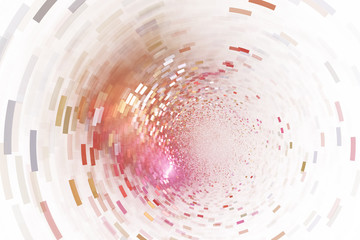 Glittering swirl. Abstract golden and red sparks on white background. Fantasy fractal texture. Digital art. 3D rendering.