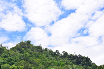 Blue sky and cloud with mountain background of concept
