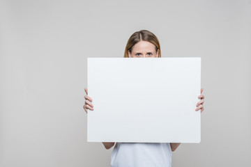 woman with blank board