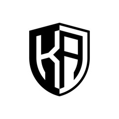 Initial two letter logo shield vector black - obrazy, fototapety, plakaty