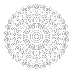 Mandala. Wonderful Round Element For Coloring Book. Black Lines on White Background. 