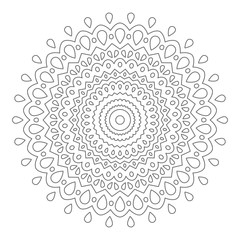 Mandala. Wonderful Round Element For Coloring Book. Black Lines on White Background. 