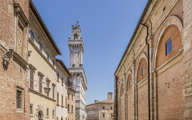 Fototapeta na wymiar Via San Donato in the historic center of Montepulciano, Siena, Italy, near the famous Piazza Grande