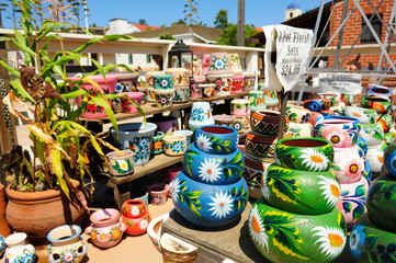Colorful pottery in Old Town of San Diego, California,USA