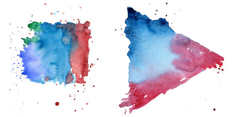 Watercolor colorful texture illustration. Aquarelle paper splash shapes isolated drawing.Abstract aquarelle for background, texture, wrapper pattern, frame or border.