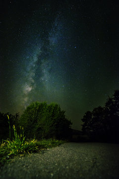 Night sky with bright milky way galaxy display