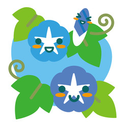 朝顔の親子(空色)