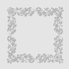 Abstract decorative 3d floral frame. Vector Illustration