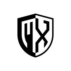 Initial two letter logo shield vector black