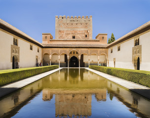 Fototapeta premium Spain. The Alhambra. Court of the Myrtles and Palacio de Comares