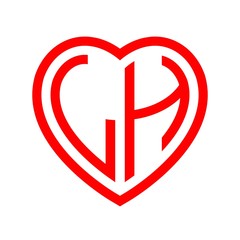 initial letters logo lh red monogram heart love shape