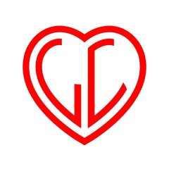 initial letters logo ll red monogram heart love shape