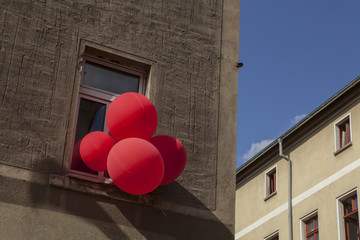 Wittenberg city of the reformation Maarten Luther Red Balloons at wal. Sachsen Anhalt